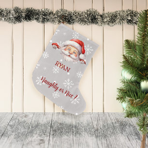 Santa is Here Custom Name and Message Large Christmas Stocking