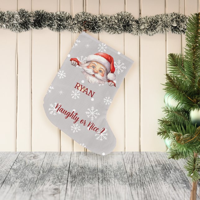 Santa is Here Custom Name and Message Large Christmas Stocking (Creator Uploaded)