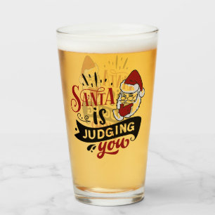 Santa is Judging You Funny Christmas Holiday Glass