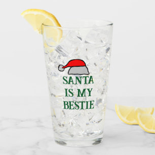 Santa is My Bestie Glass