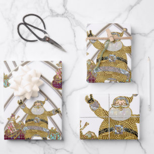 Santa is on His way 3 Christmas Wrapping Paper Sheet