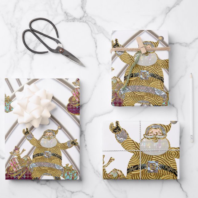 Santa is on His way 3 Christmas Wrapping Paper Sheet (Front)