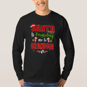 Santa Is Promoting Me To Grandma Footprint Pregnan T-Shirt