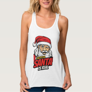Santa Is Real – Ask Your Mum Pop Art Winking Santa Singlet