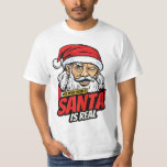 Santa Is Real – Ask Your Mum Pop Art Winking Santa T-Shirt<br><div class="desc">Santa Is Real – Ask Your Mum Pop Art Winking Santa Christmas Graphic Apparel Meet the ultimate holiday truth-teller in vibrant pop-art style. Santa Claus winks with one mischievous blue eye while the other stays wide open, his classic red suit and fluffy white beard framed by bold halftone dots and...</div>
