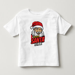 Santa Is Real – Ask Your Mum Pop Art Winking Santa Toddler T-Shirt