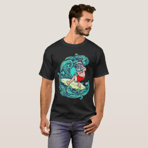 Santa is surfing - christmas shirt for surfers