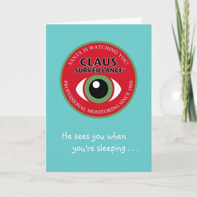Santa Is Watching Christmas Holiday Card (Front)