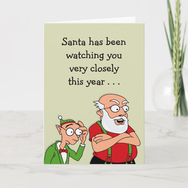 Santa is Watching Holiday Card (Front)