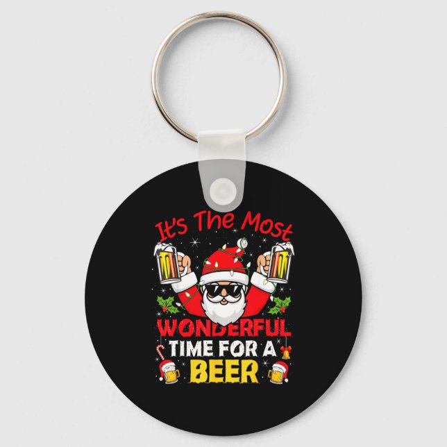 Santa It's The Most Wonderful Time For A Beer Funn Key Ring (Front)