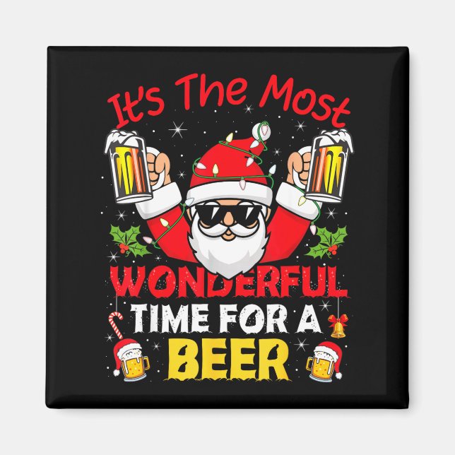 Santa It's The Most Wonderful Time For A Beer Funn Magnet (Front)