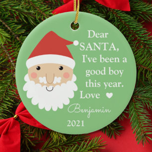 Santa I've Been Good Boy Photo Christmas Ceramic Tree Decoration