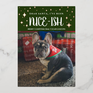 Santa, I've Been Nice-Ish Pet Foil Holiday Card