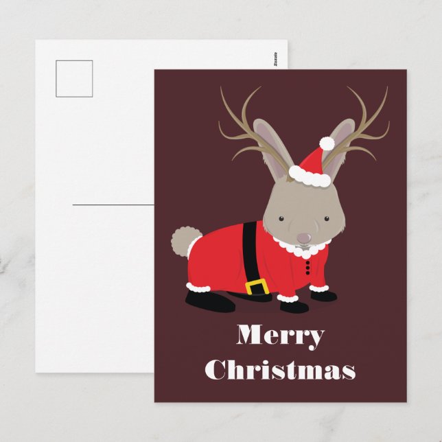 Santa Jackalope Christmas Holiday Postcard (Front/Back)