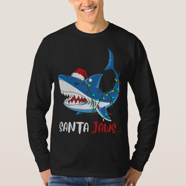 Santa Jaws Funny Christmas Shark T-Shirt (Front)