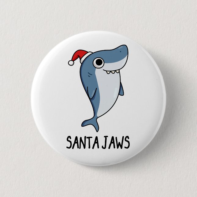 Santa Jaws Funny Shark Christmas Pun 6 Cm Round Badge (Front)