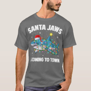 Santa Jaws Shark Christmas Lights Merry Sharkmas X T-Shirt