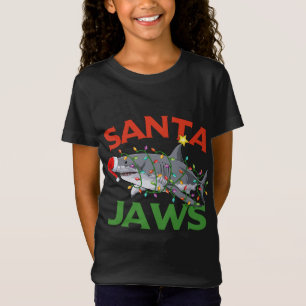 Santa Jaws Shark Christmas Lights Sharkmas Xmas Re T-Shirt