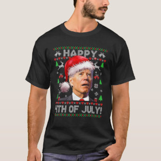Santa Joe Biden Happy 4Th Of July Ugly Christmas T-Shirt