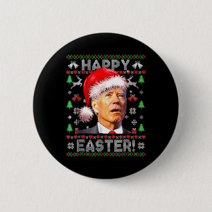 Santa Joe Biden Happy Easter Ugly Christmas 1  6 Cm Round Badge