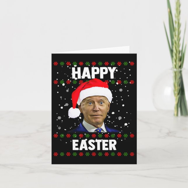 Santa Joe Biden Happy Easter Ugly Christmas Sweate Card (Front)