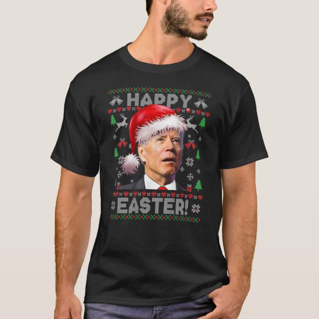 Santa Joe Biden Happy Easter Ugly Sweater (ON BACK (Front)