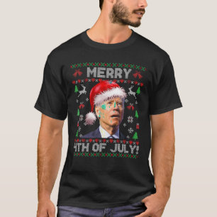 Santa Joe Biden Merry 4th Of July Ugly Christmas S T-Shirt