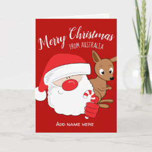 Santa & Kangaroo Holiday Card