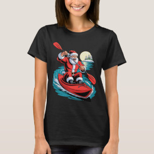 Santa Kayaking Lover Funny Holiday Christmas Xmas T-Shirt