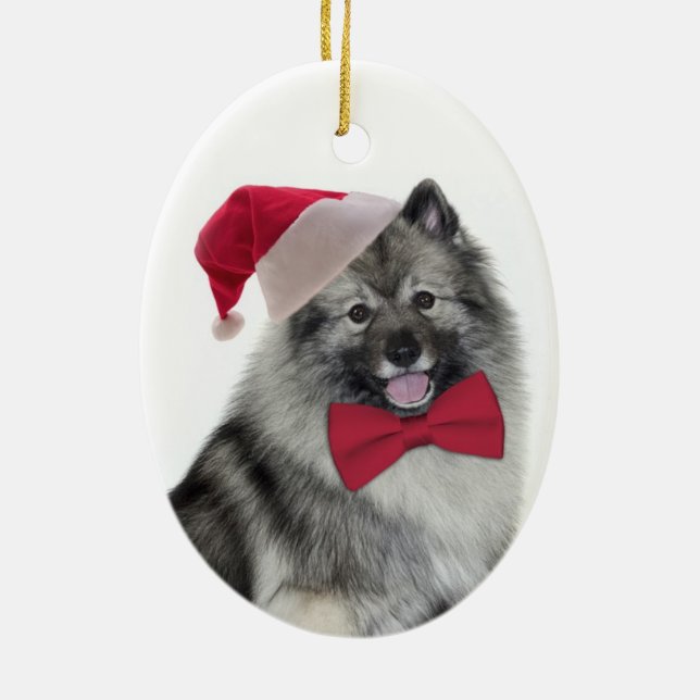 Santa Keeshond Christmas Ornament (Back)