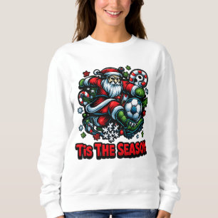 Santa Kicking Soccer Ball Christmas Holiday  Sweatshirt