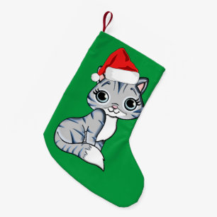 Santa Kitten Small Christmas Stocking