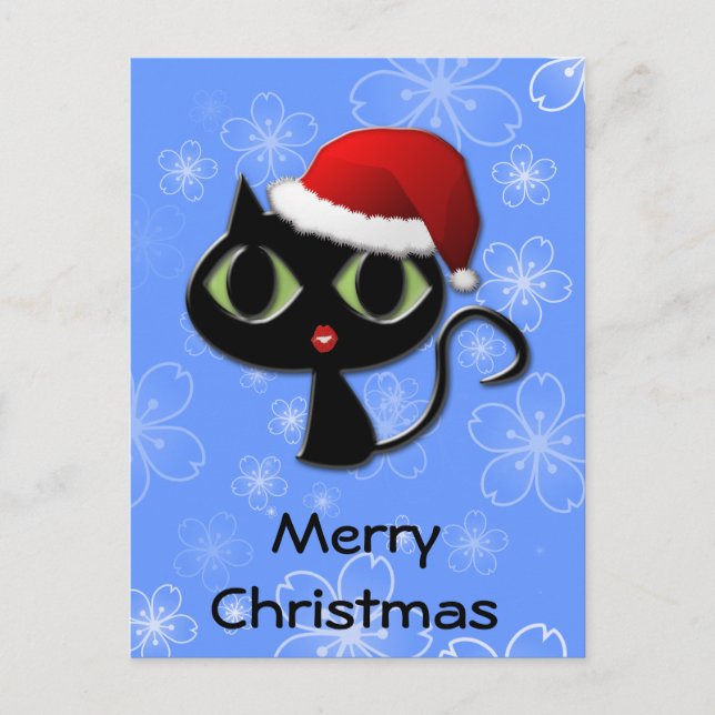 Santa kitty holiday postcard (Front)