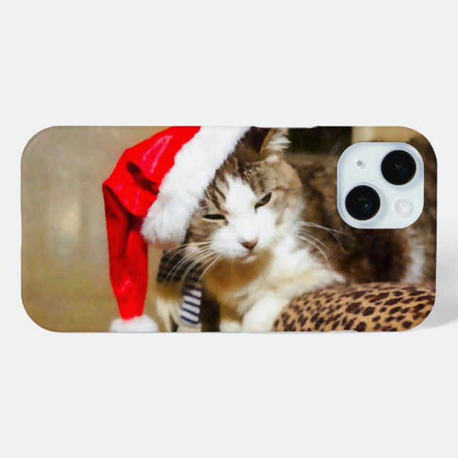 Santa Kitty Painterly iPhone Case (Back (Horizontal))