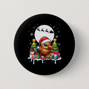 Santa Kiwi Bird Snowman Xmas Lights Colourful Cost 6 Cm Round Badge
