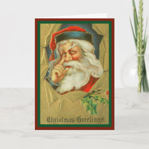 Santa Knows - Vintage Christmas Card