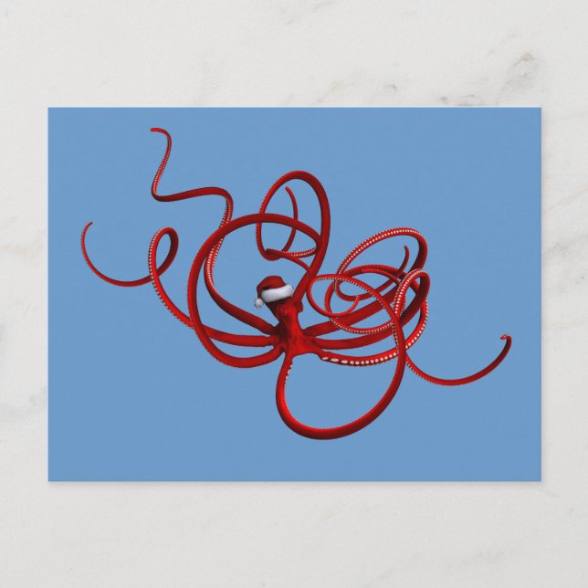 Santa Kraken Holiday Postcard (Front)