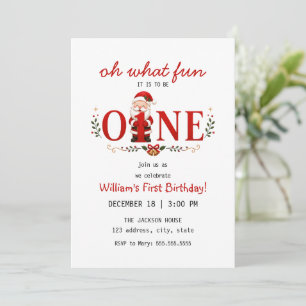 Santa Kris One First Birthday Christmas Party Invitation