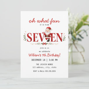 Santa Kris Seven 7th Birthday Christmas Party Invitation