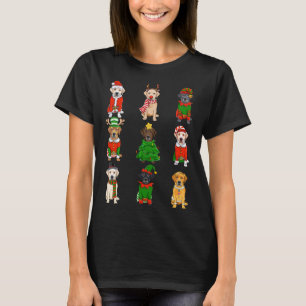 Santa Labrador Christmas Tree Lights ELF Reindeer T-Shirt