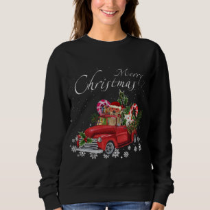 Santa Labrador Dog Riding Red Truck Merry Christma Sweatshirt