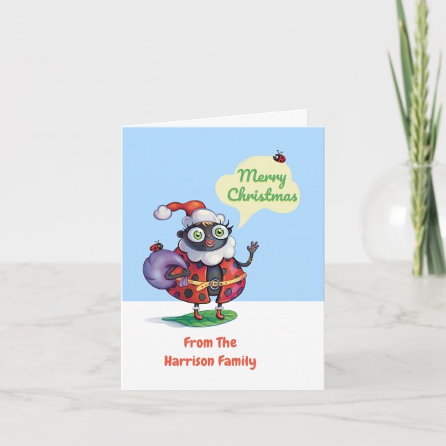 Santa Ladybug Custom Christmas Holiday Card (Front)