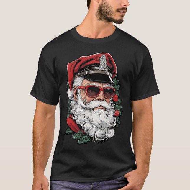 Santa Leather Daddyom of Finlandribute Gay Christm T-Shirt (Front)