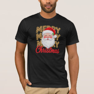 Santa Leopard Print MERRY CHRISTMAS T-Shirt