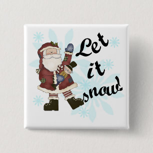 Santa Let it Snow T-shirts and Gifts 15 Cm Square Badge