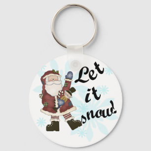 Santa Let it Snow T-shirts and Gifts Key Ring