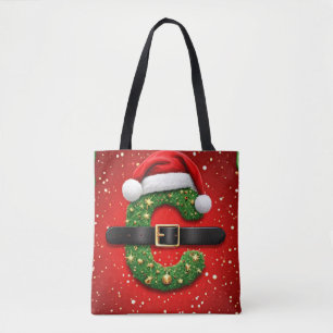 Santa Letter C With Christmas Wreath Decor 🎁 Tote Bag