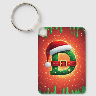 Santa Letter D With Evergreen Christmas Details 🎄 Key Ring