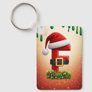 Santa Letter F With Christmas Wreath Accent 🎅 Key Ring