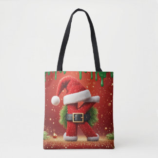 Santa Letter K With Pine Wreath Christmas Glow 🎅 Tote Bag
